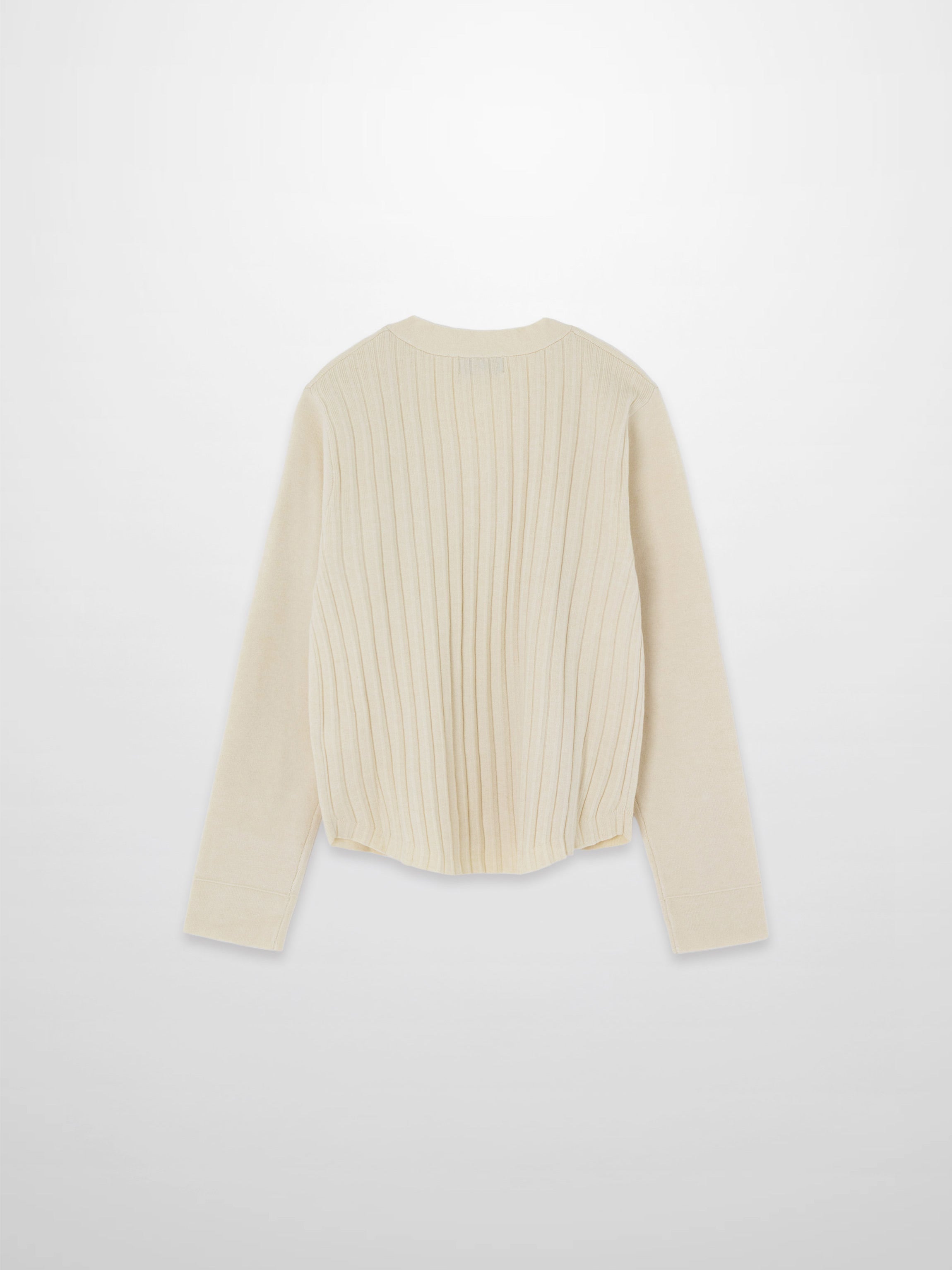 Back Wide Ribbed Cardigan Sweater-Ivory-1