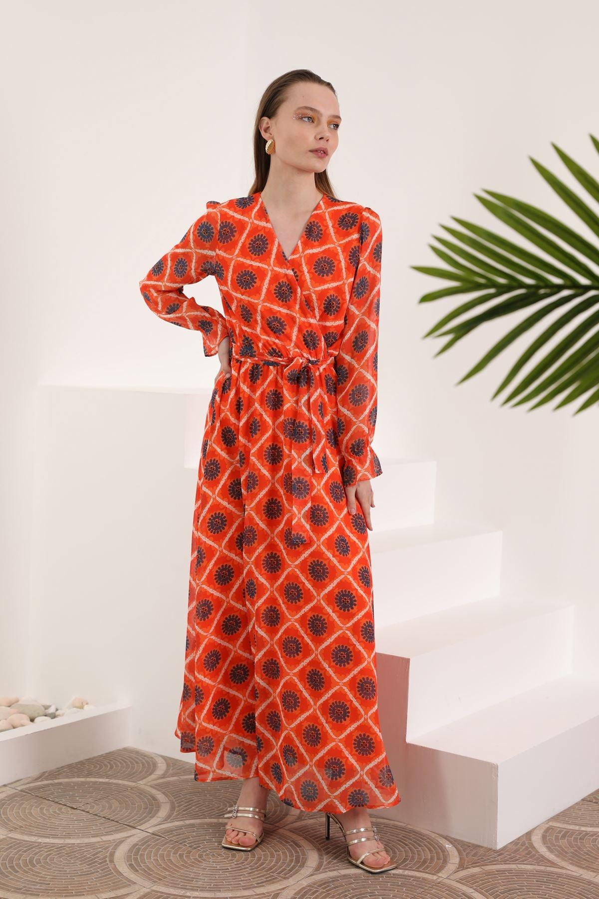 Sun Print Chiffon Dress