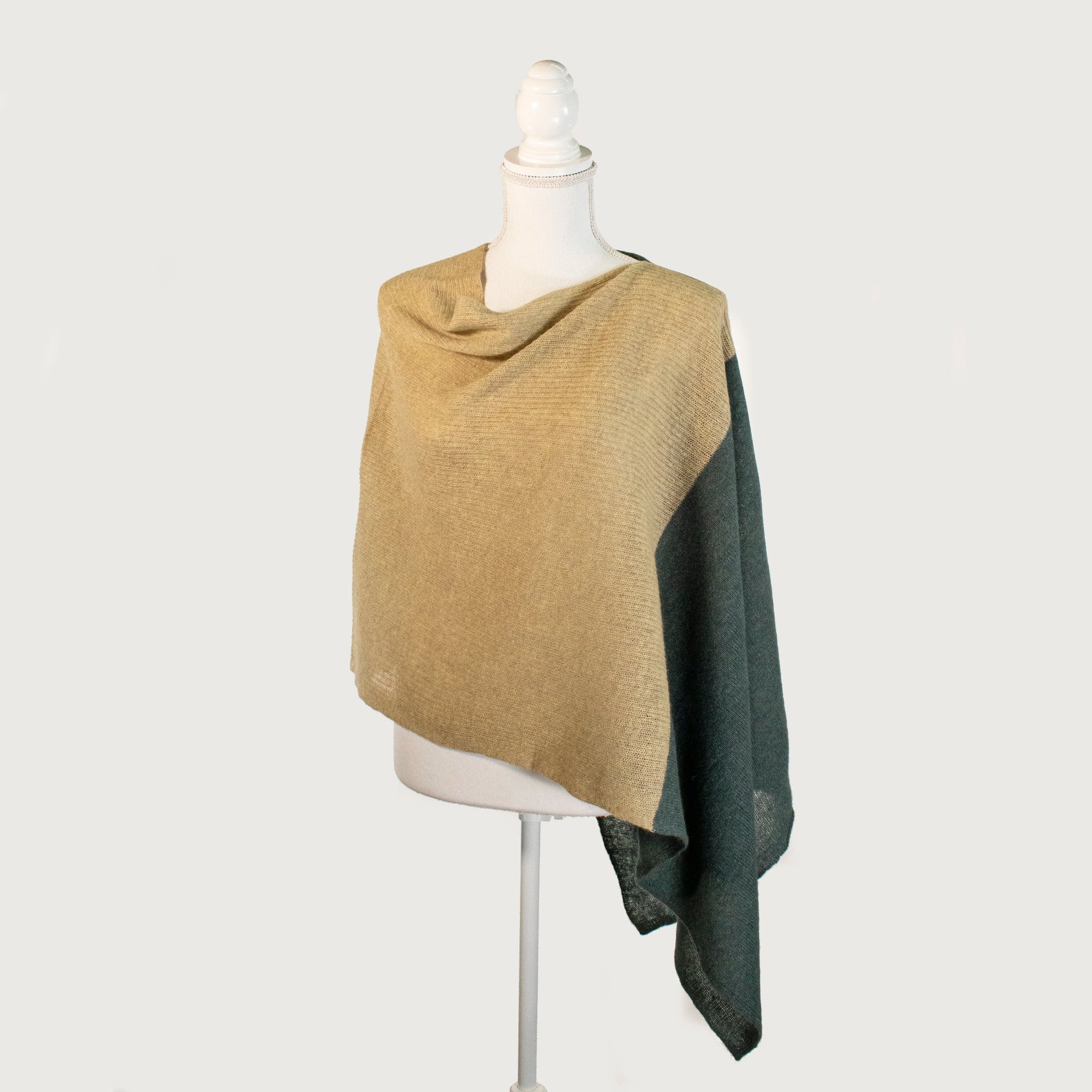 Ladies Colorblock Wool Blend Poncho