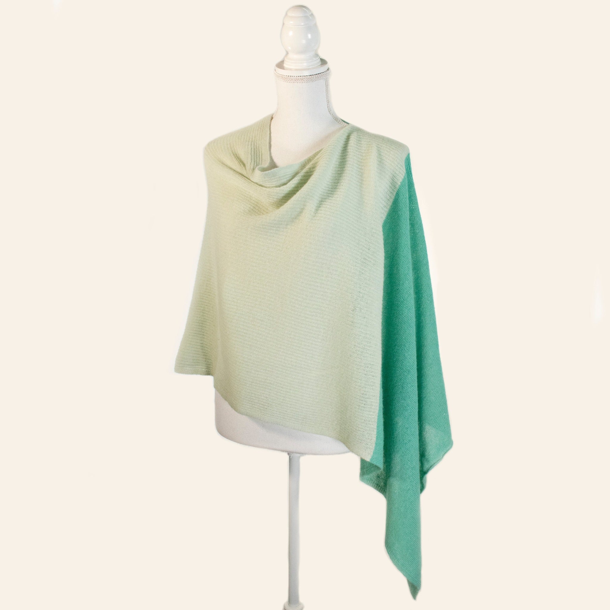 Ladies Colorblock Wool Blend Poncho