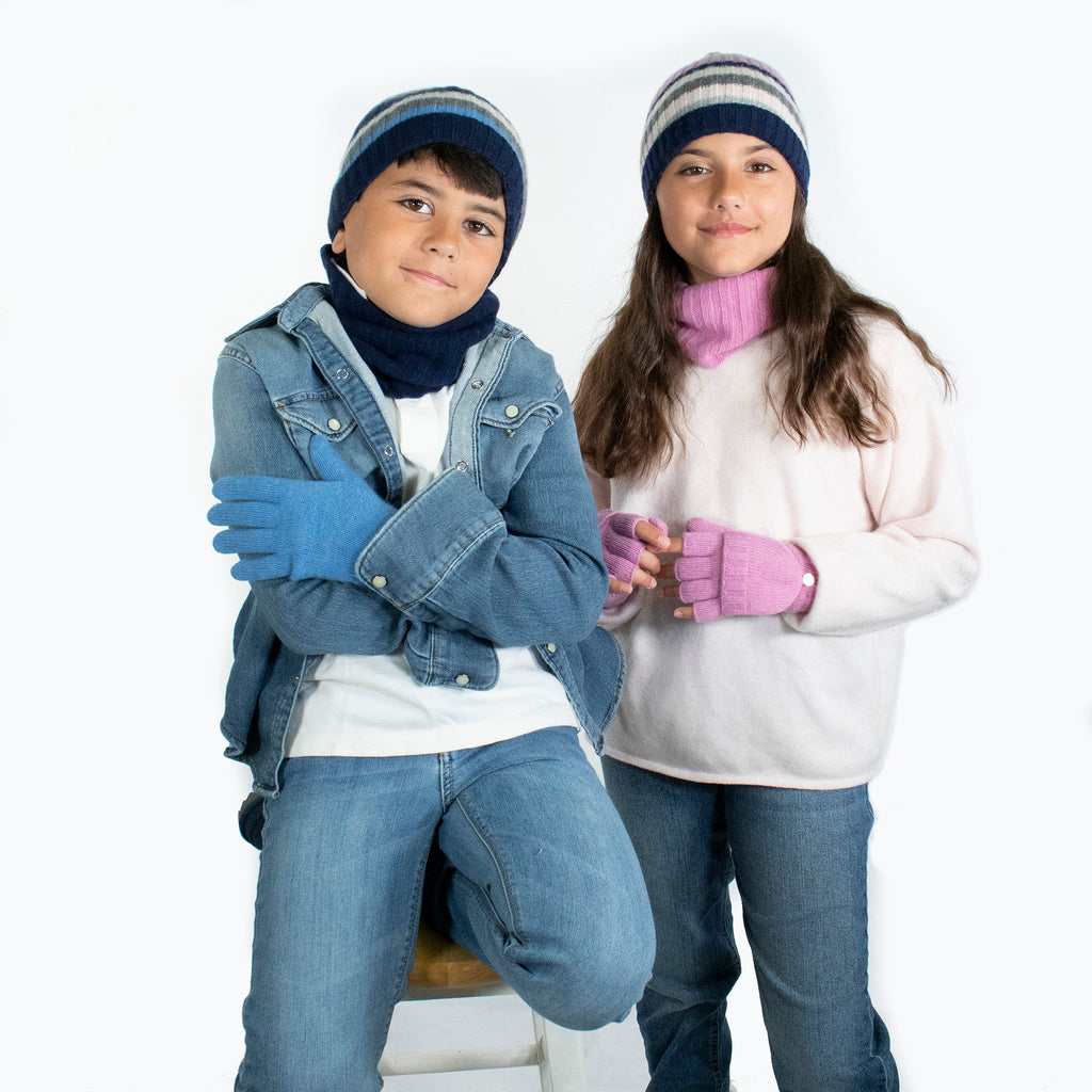 KIDS CASHMERE GLOVES - FIRE RED-1