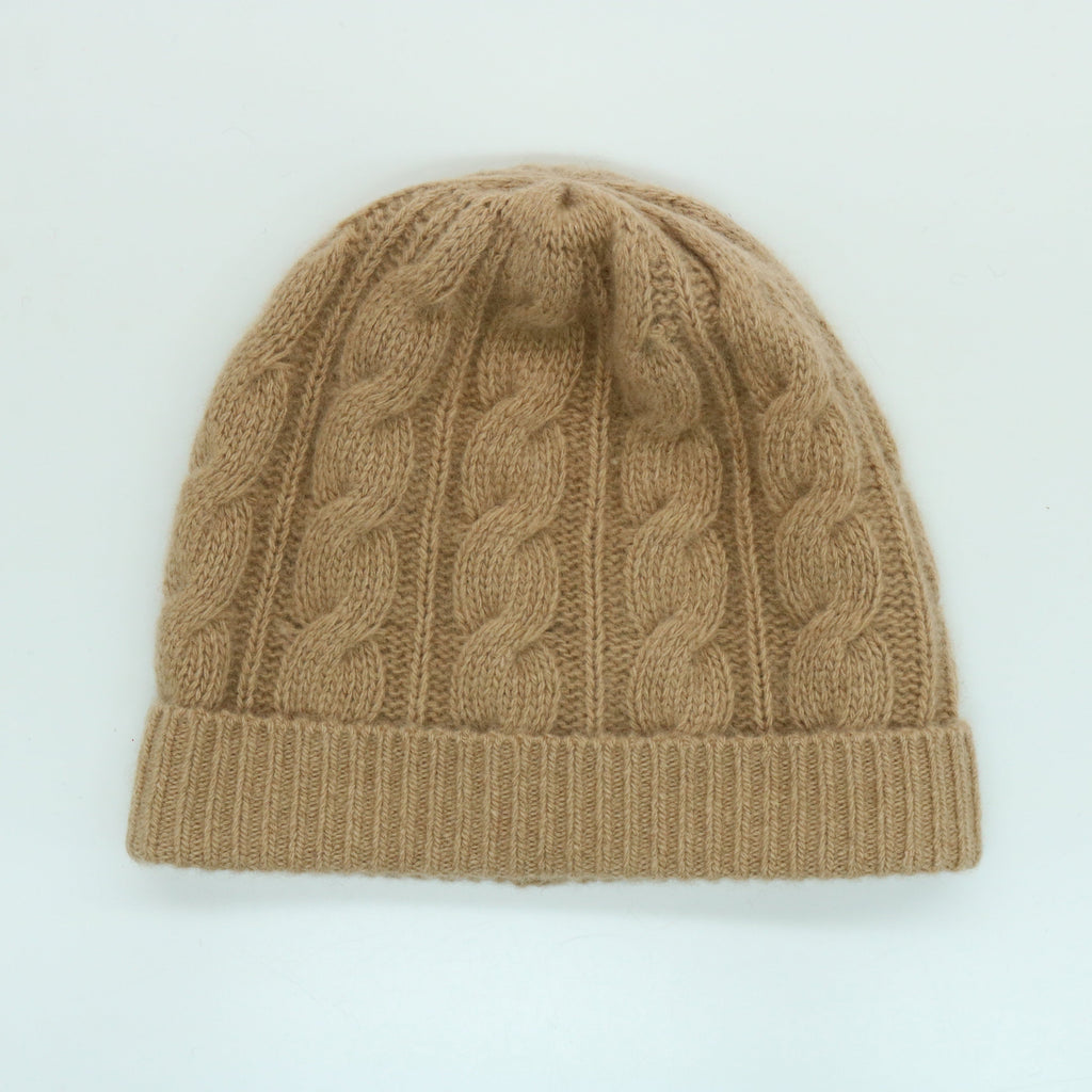 Soft 100% Cashmere Cable Knit Beanie Hat