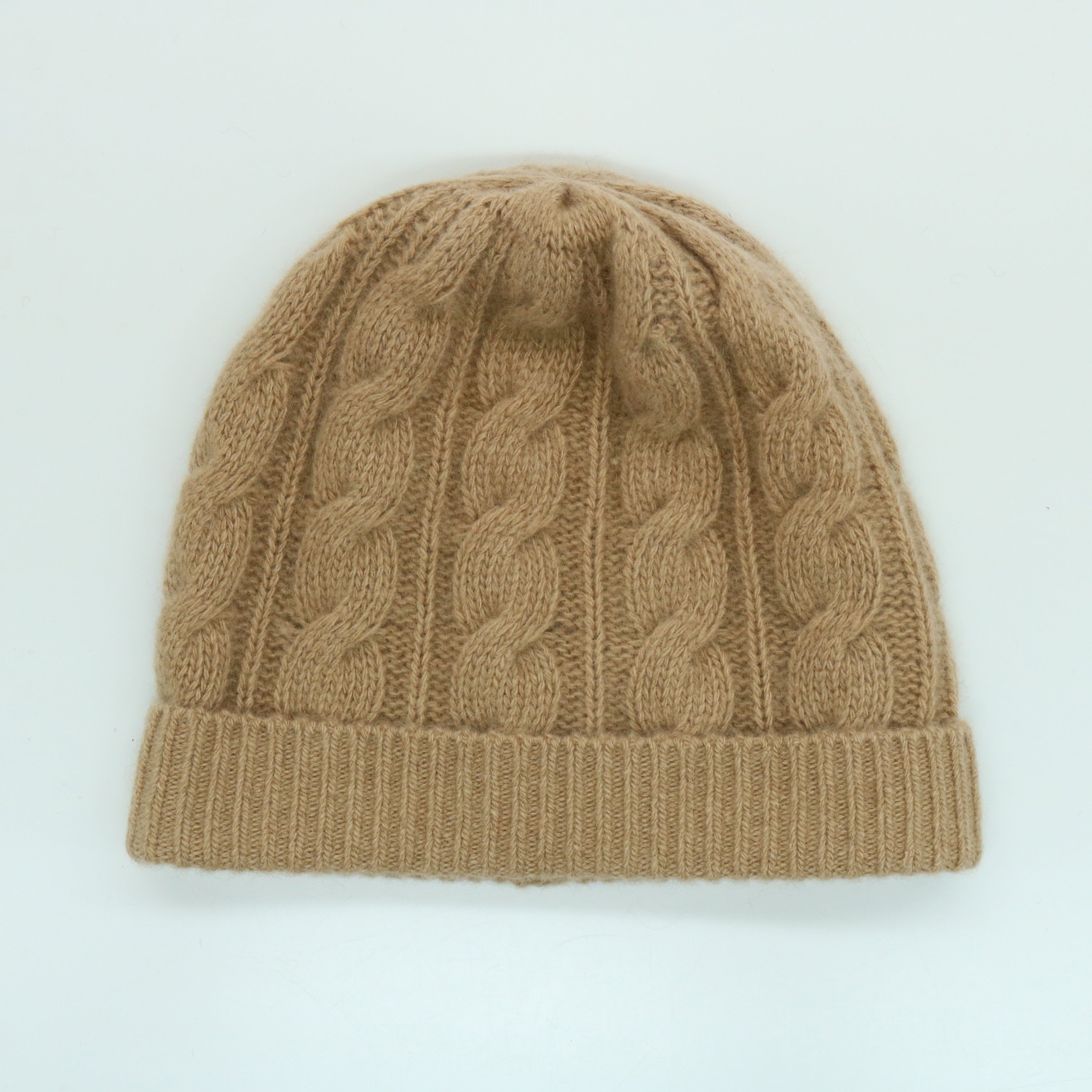 Soft 100% Cashmere Cable Knit Beanie Hat