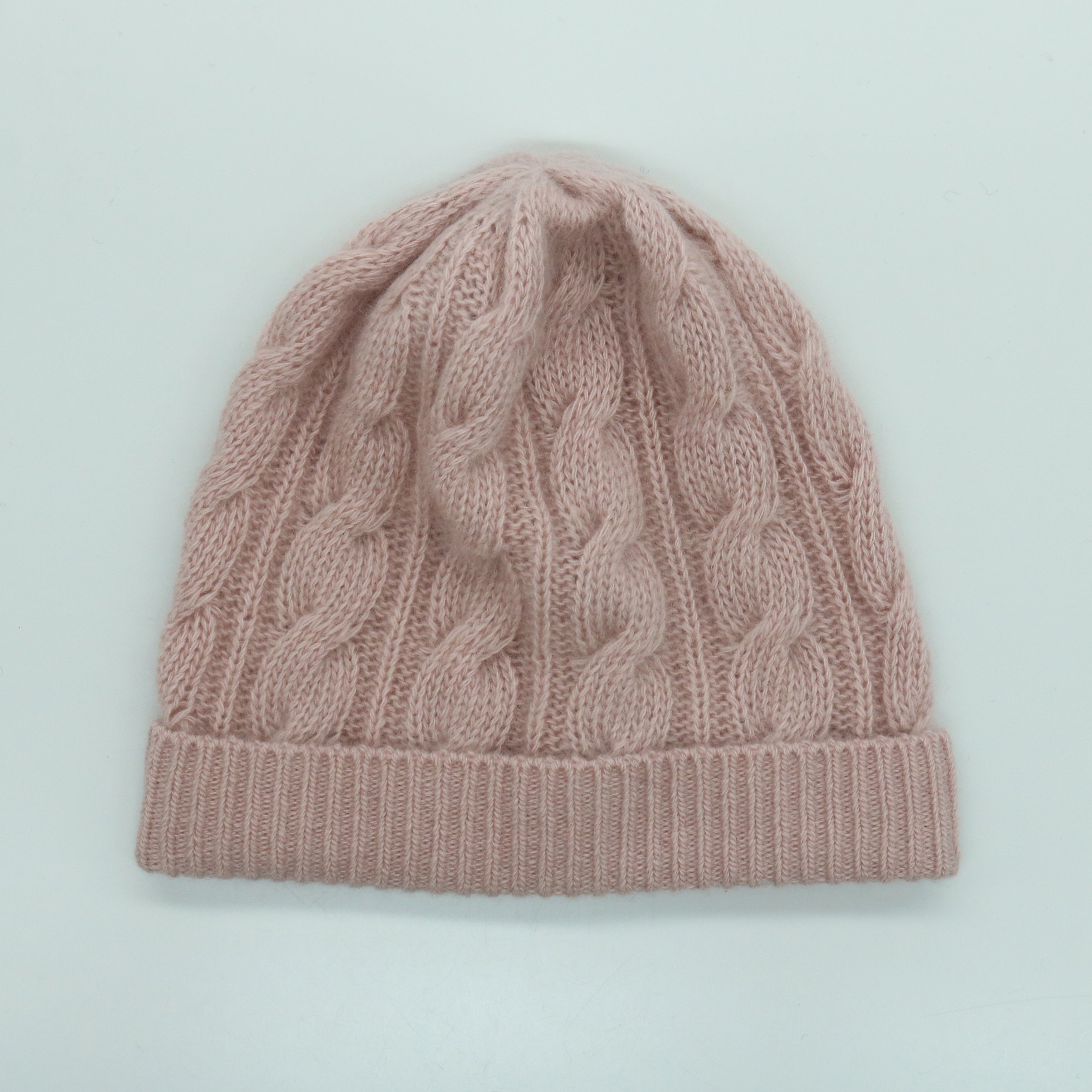 Soft 100% Cashmere Cable Knit Beanie Hat