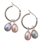 The Double Pearl Hoop Earrings – 0.75"