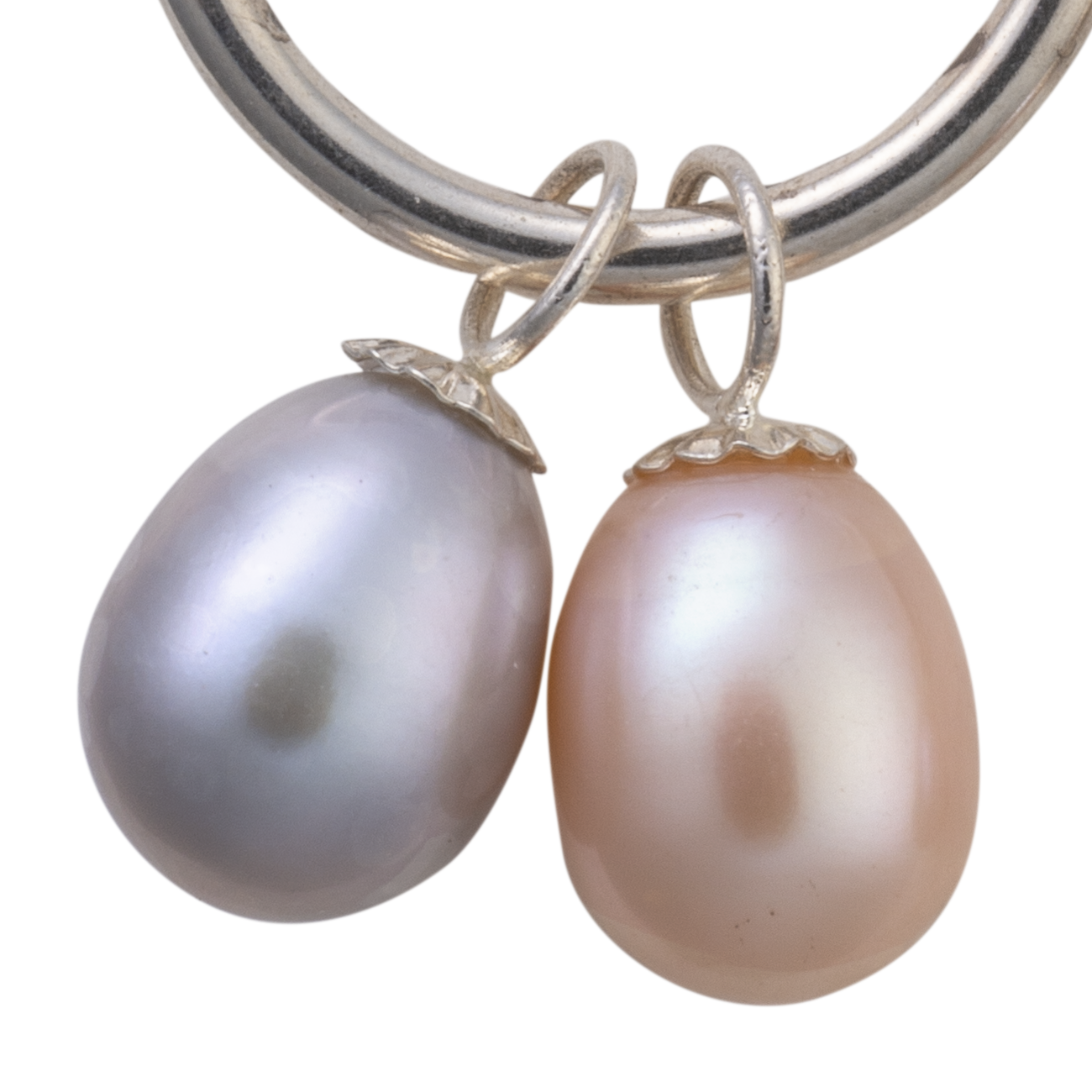 0.75" Double Pearl Hoop Earrings - Sterling Silver or 10K Gold