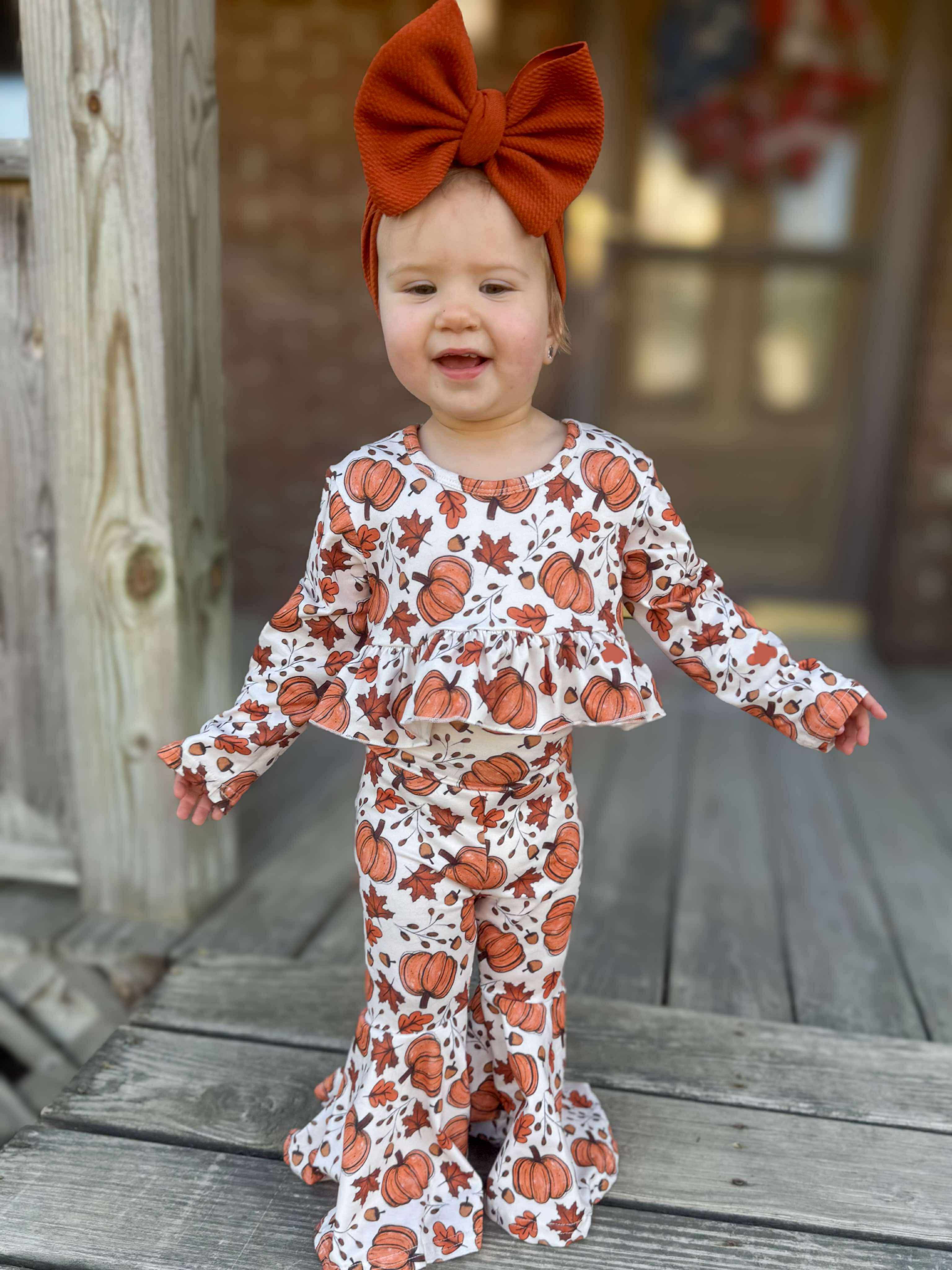 Pumpkin & Leaves Fall Baby & Toddler Silk Clothing Set