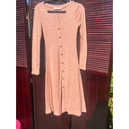 Button-Up Long Sleeve Sweater Dress – M