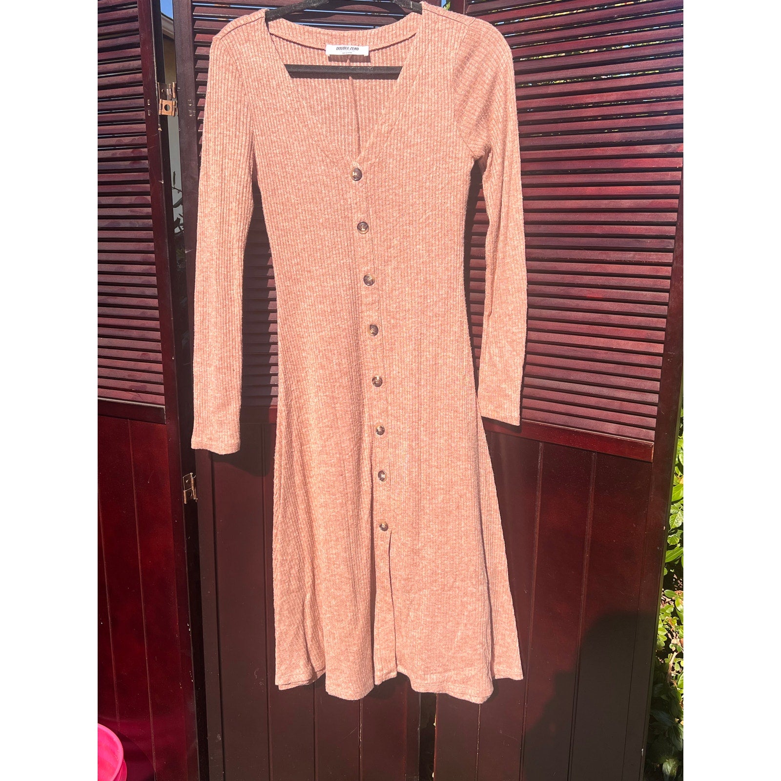 Button-Up Long Sleeve Sweater Dress – M