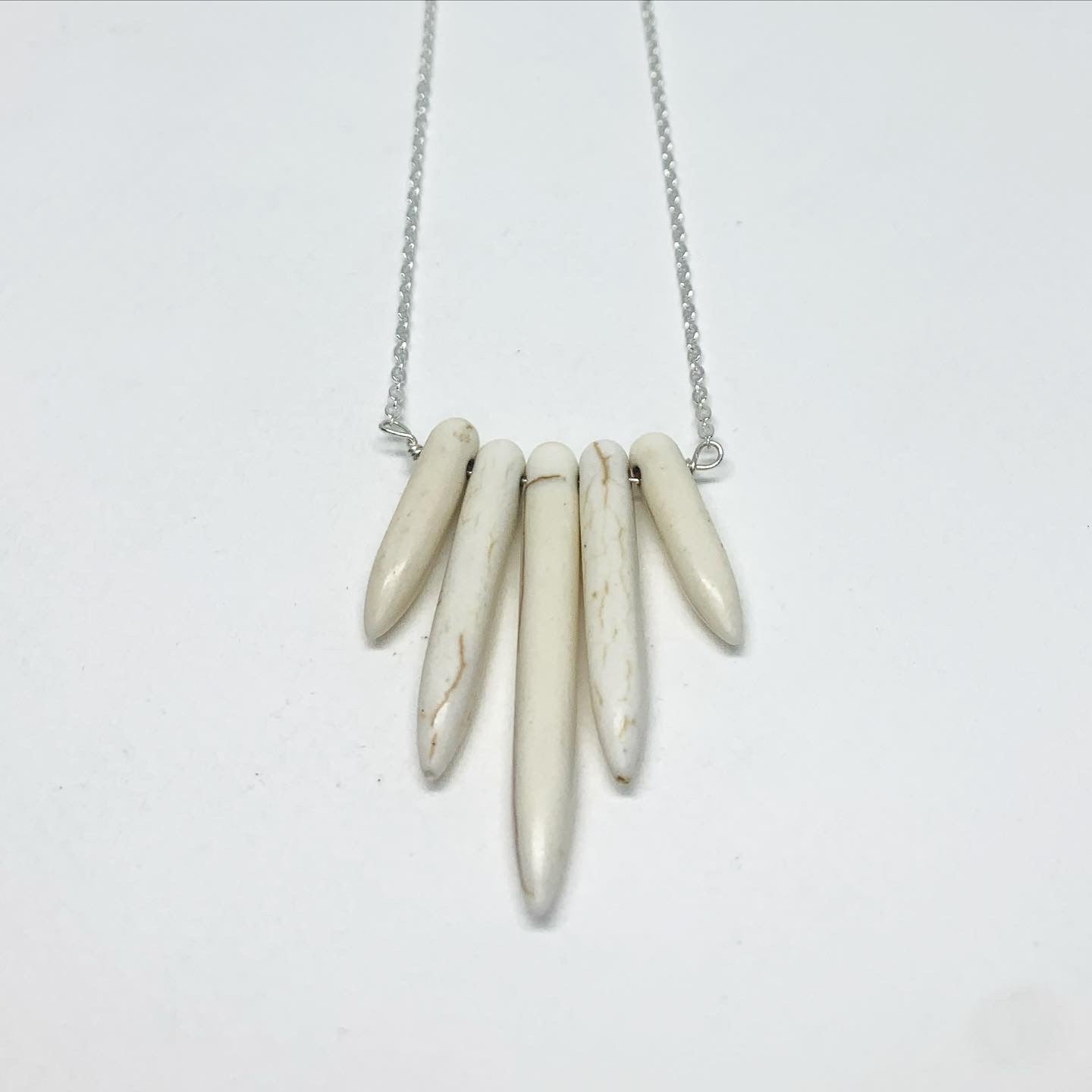 Cream Howlite Spike Necklace-2