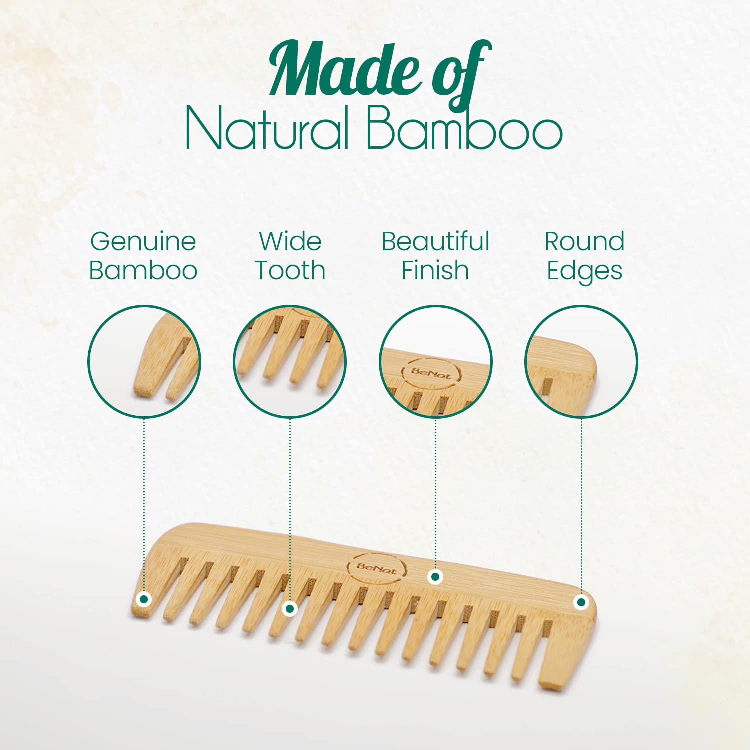 Eco-Friendly Bamboo Wide Tooth Hair Comb