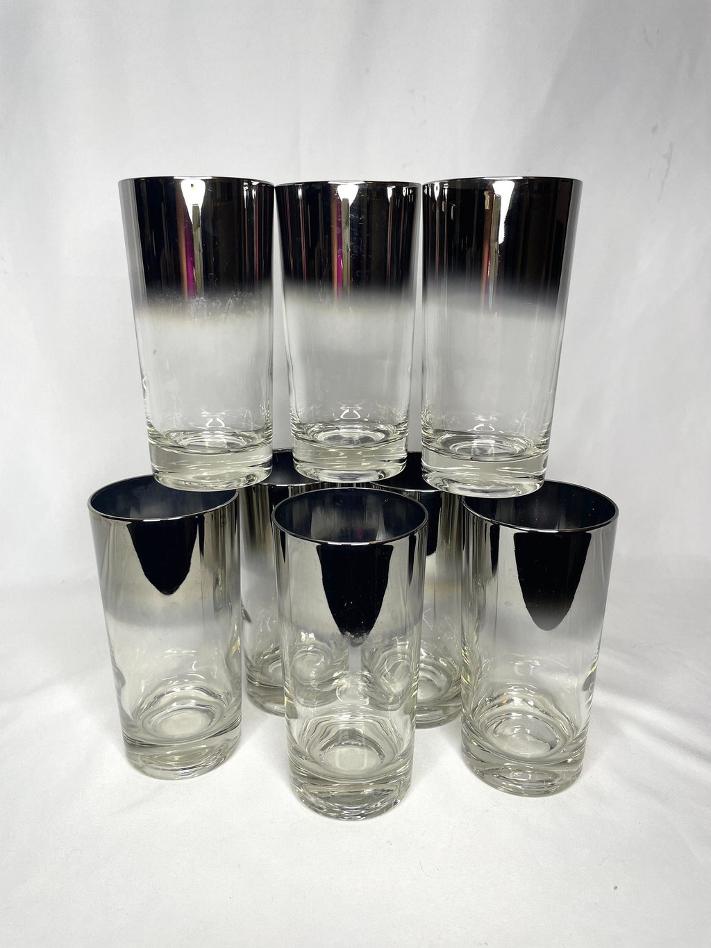 Vintage Silver Tall Mirror Cocktail Glasses/Barware Glasses – Set of 8