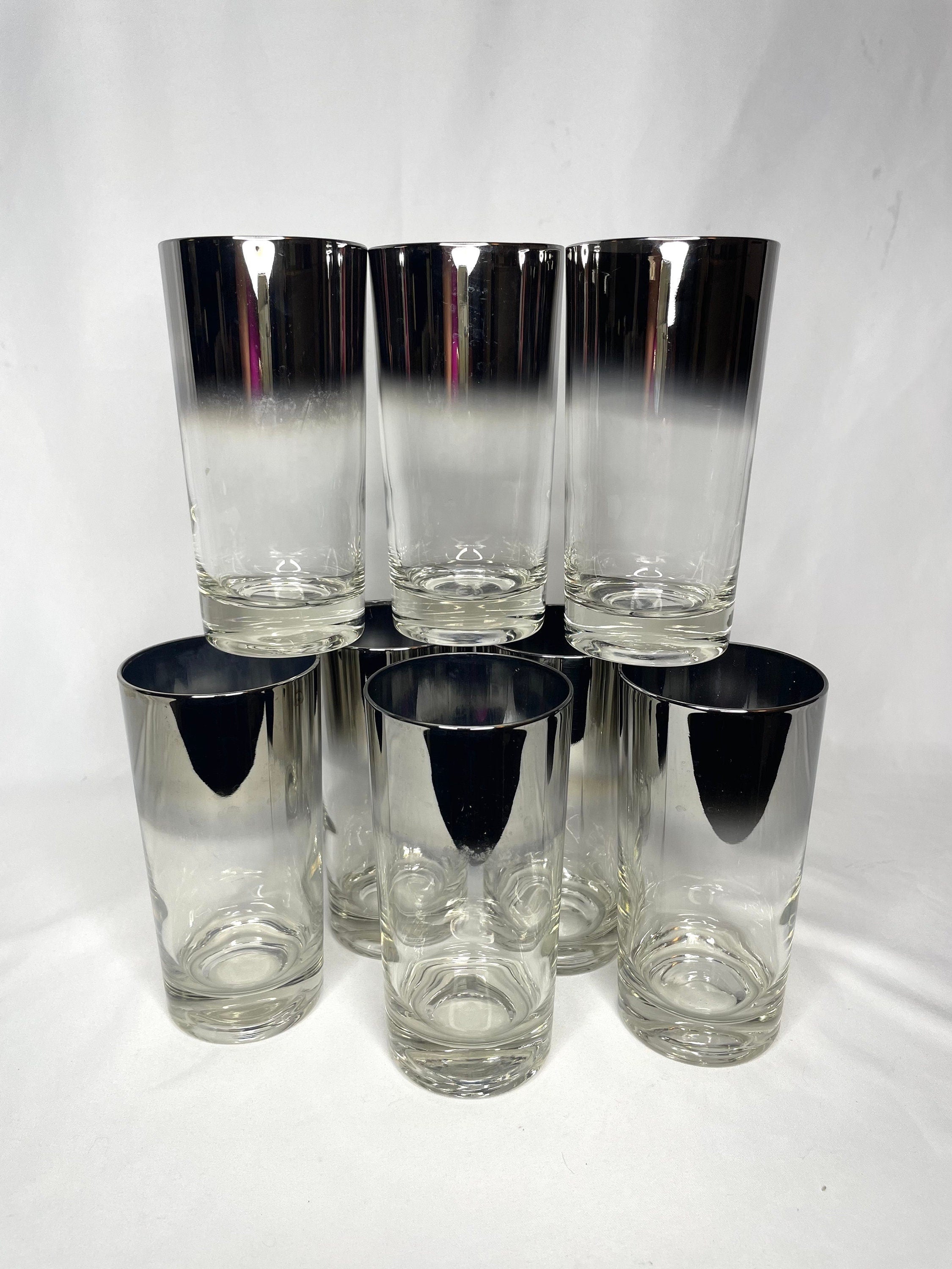 Vintage Silver Tall Mirror Cocktail Glasses/Barware Glasses – Set of 8
