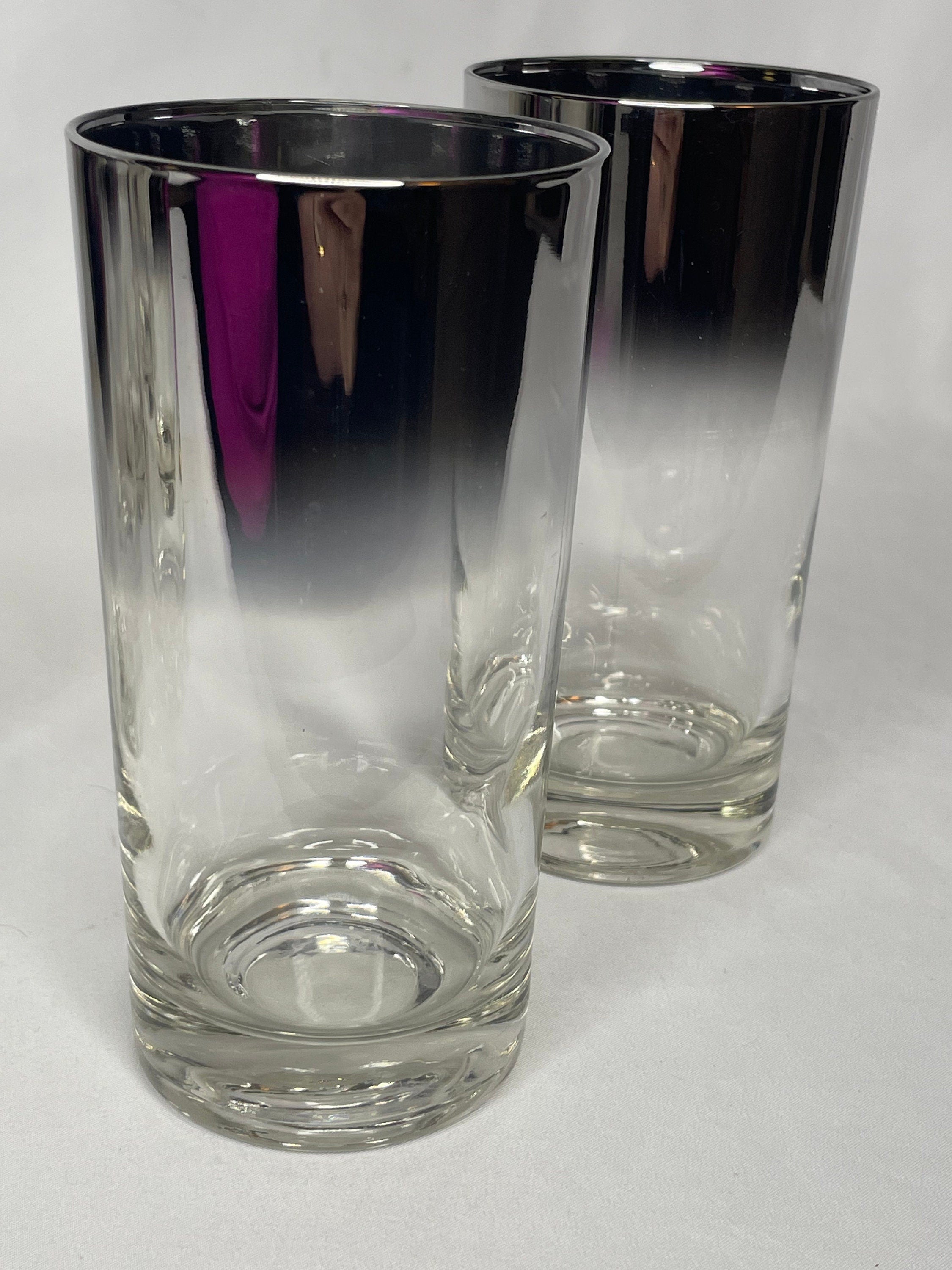 Vintage Silver Tall Mirror Cocktail Glasses/Barware Glasses – Set of 8
