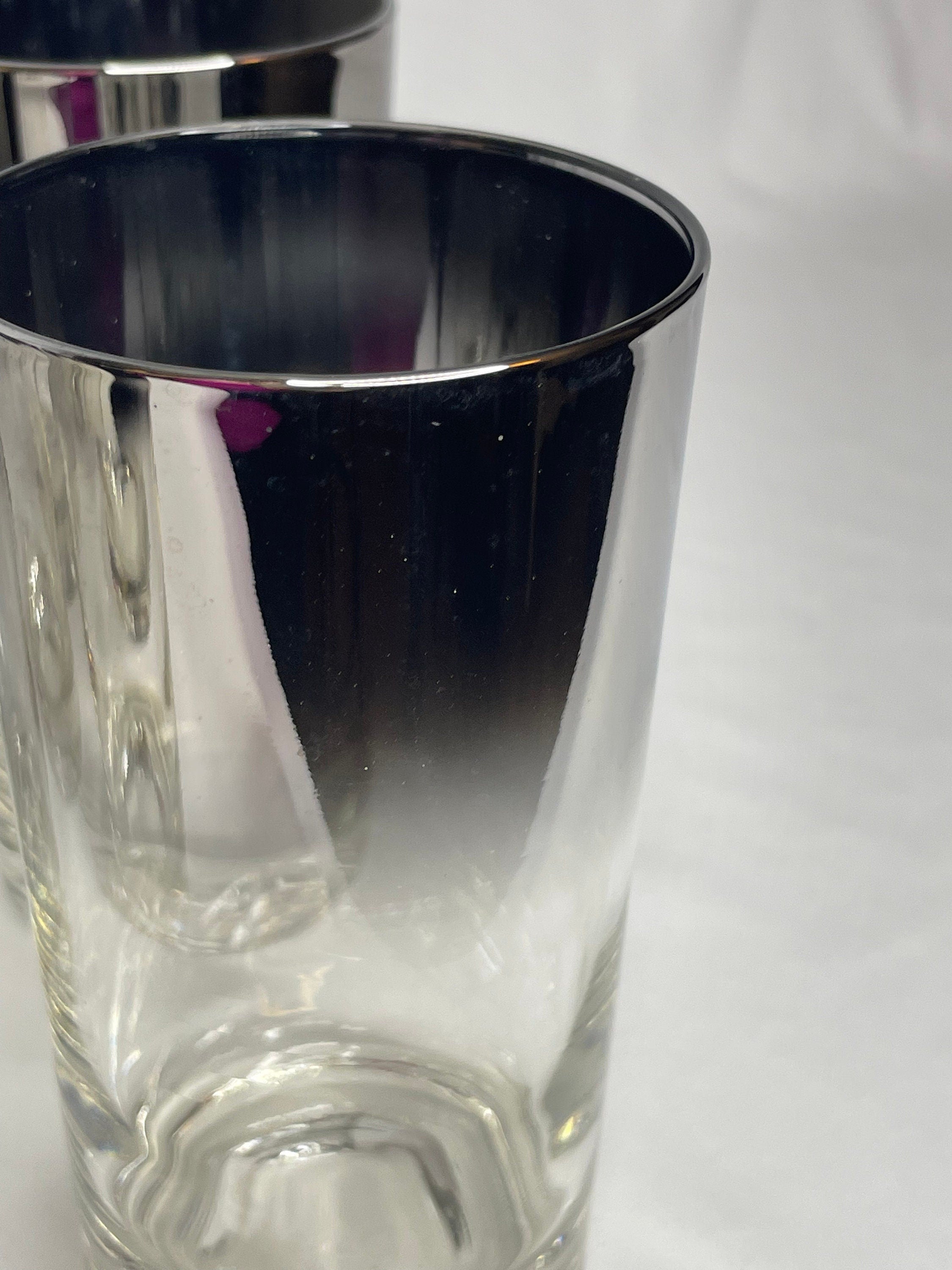 Vintage Silver Tall Mirror Cocktail Glasses/Barware Glasses – Set of 8