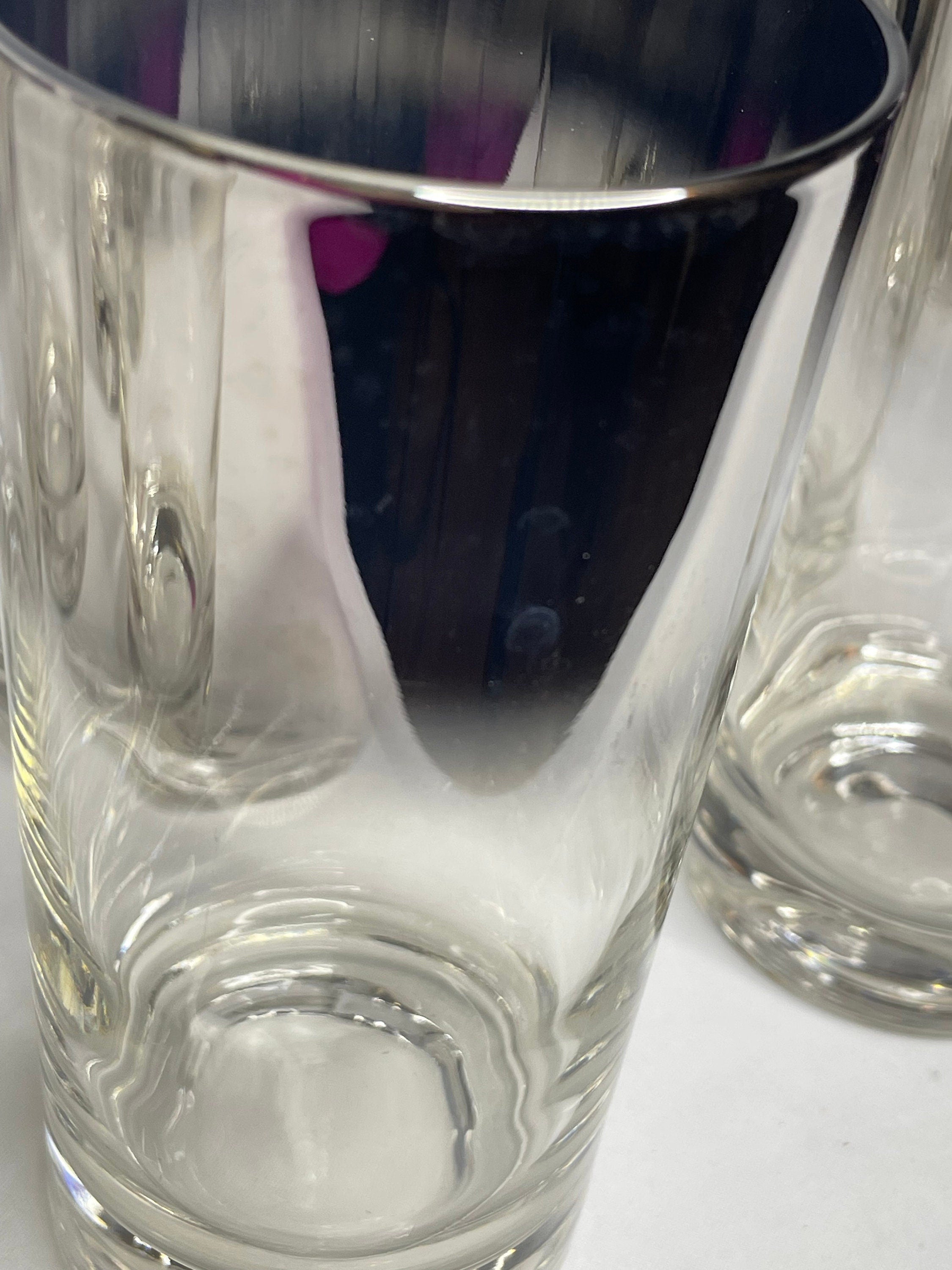 Vintage Silver Tall Mirror Cocktail Glasses/Barware Glasses – Set of 8
