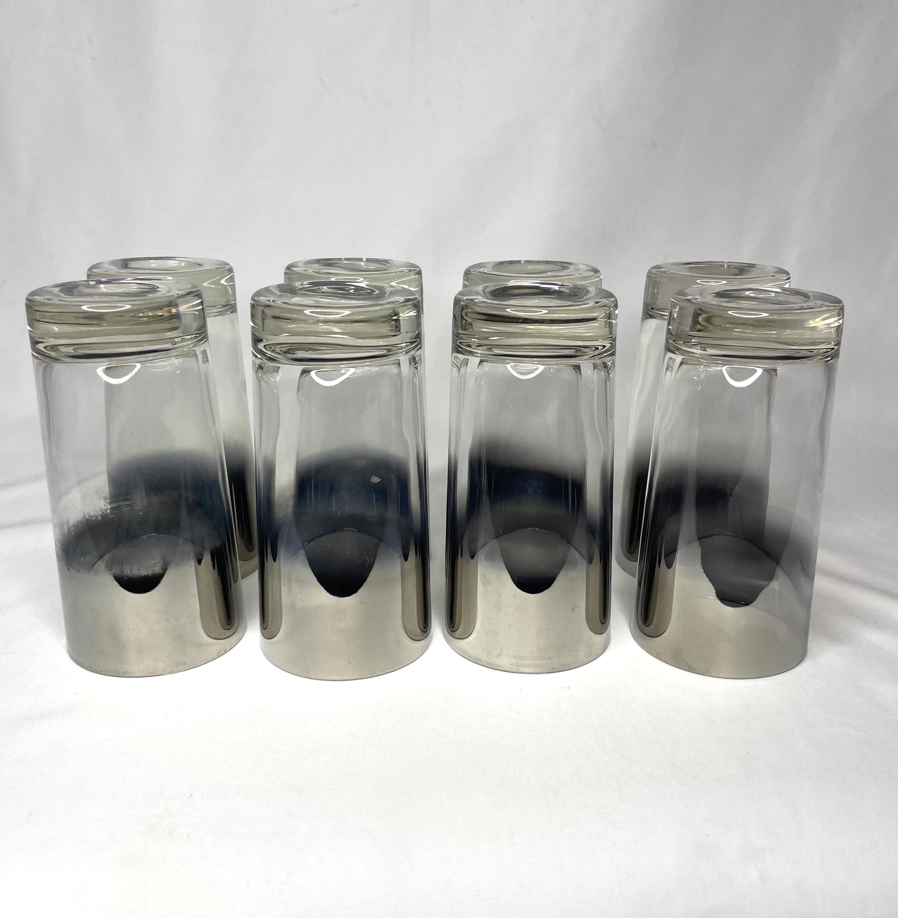 Vintage Silver Tall Mirror Cocktail Glasses/Barware Glasses – Set of 8
