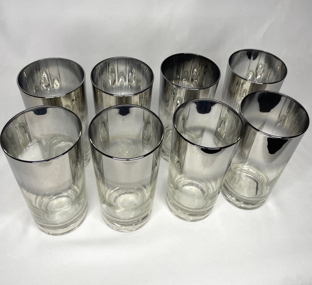 Vintage Silver Tall Mirror Cocktail Glasses/Barware Glasses – Set of 8