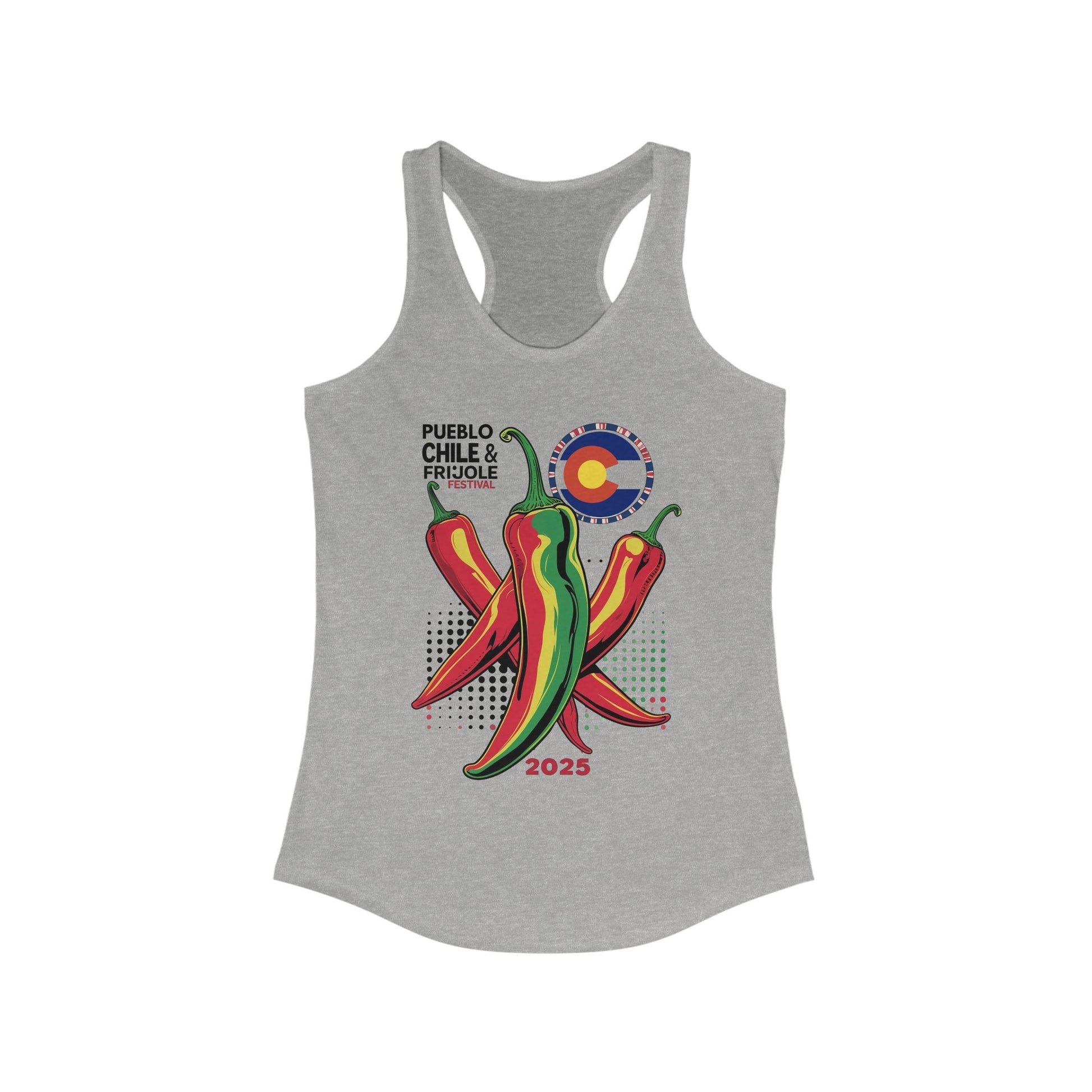 Colorful Chili Festival Racerback Tank Top, Summer Tank, Pueblo Chile Shirt, Festival Apparel, Women's Graphic Tee