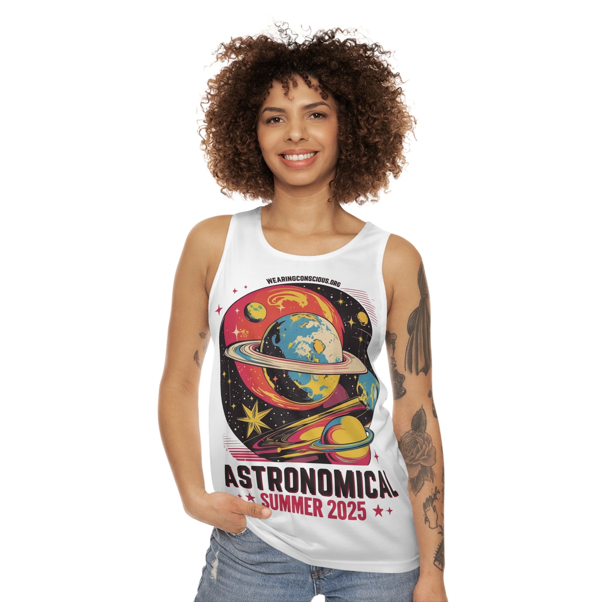 Astronomical Summer Tank Top | Unisex Cosmic Graphic Tee, Space Lover Gift, Summer Vibes, Festival Wear, Astronomy Enthusiast