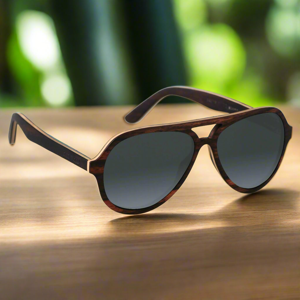 Handmade Wooden Aviator Sunglasses – Polarized UV Protection for Men & Women