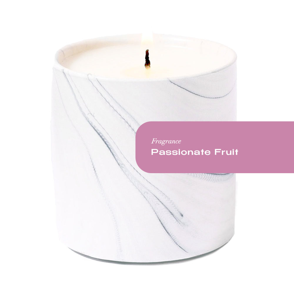 Passionate Fruit White Marble Candle – 6 Oz