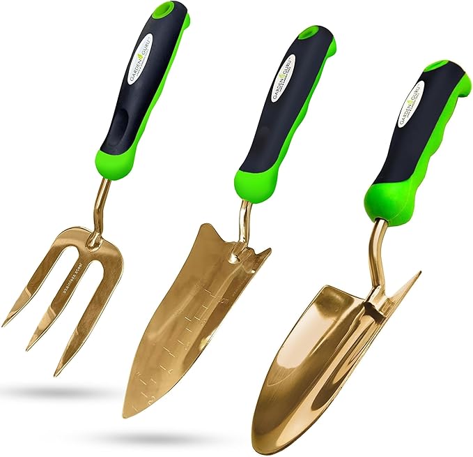 Titanium Garden Tool Set - Includes Hand Trowel Transplanter Cultivator