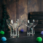 Hand Blown Margarita Glass – (Polka Dot Vintage Design)-1