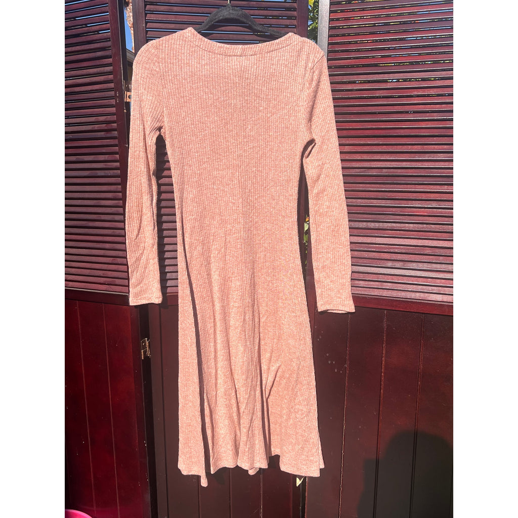 Button-Up Long Sleeve Sweater Dress – M