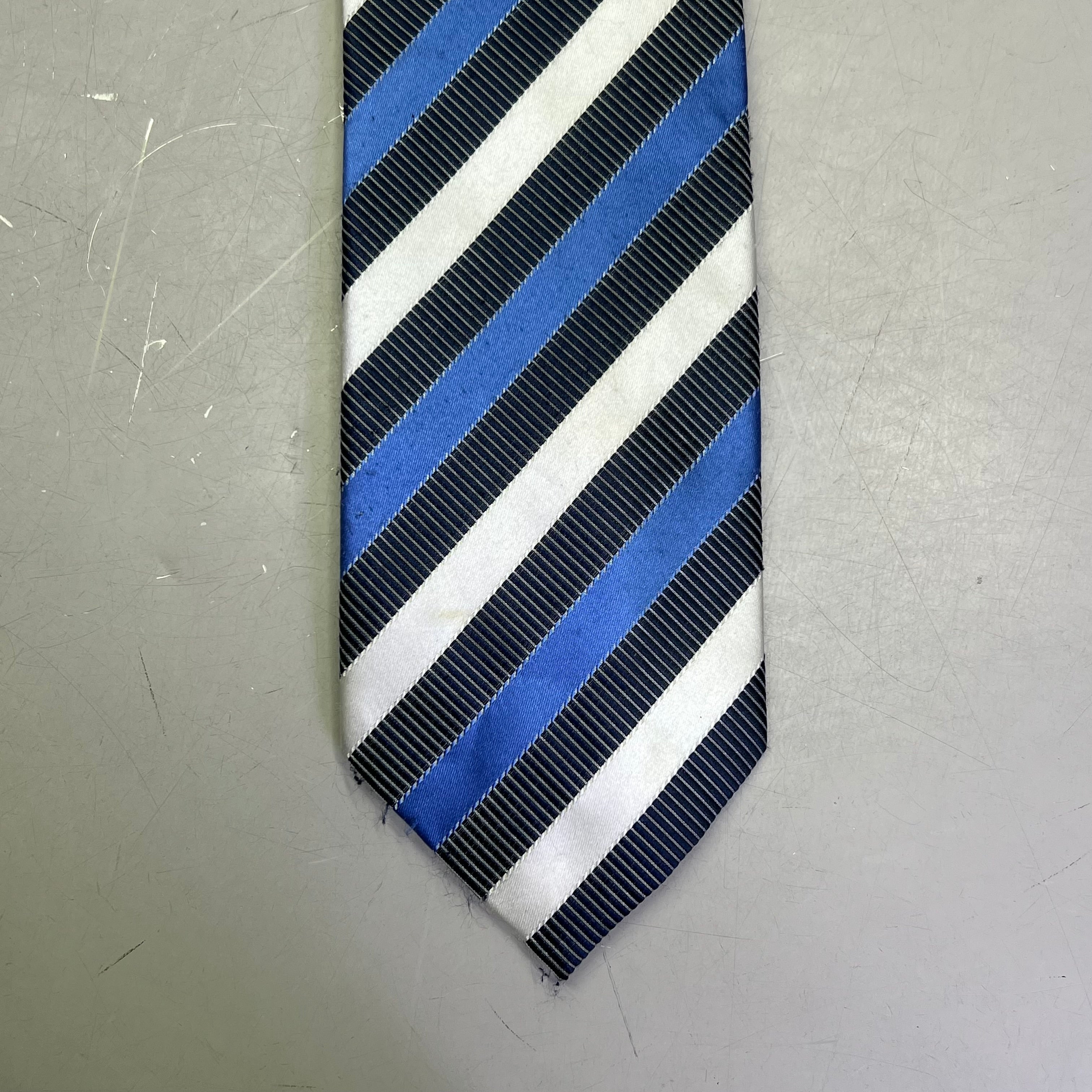 Alexander Julian Colours Handmade Men's Necktie – Blue/White/Black Stripe