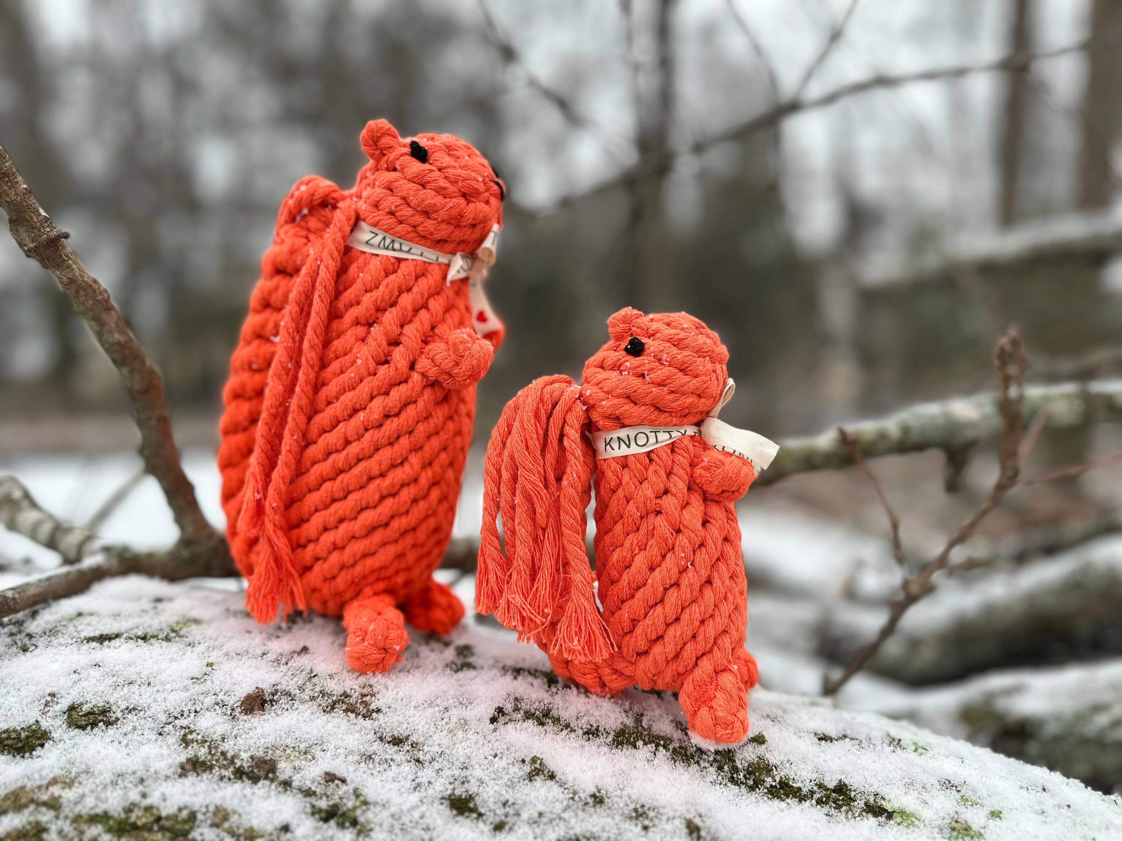 Monli Handcrafted Oliver the Squirrel Rope Dog + Cat Toy