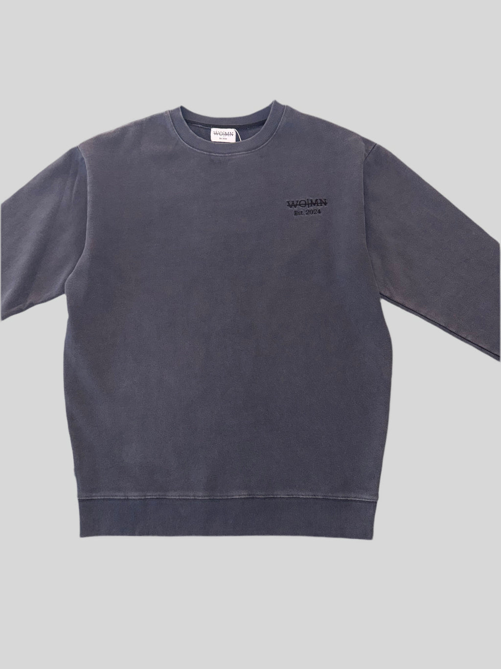 YEREVAN Embroidered Logo 100% Cotton Oversized Crewneck Sweatshirt Dress- Dark Vintage Gray