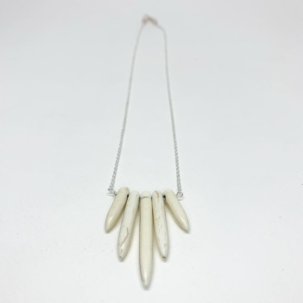Cream Howlite Spike Necklace-3