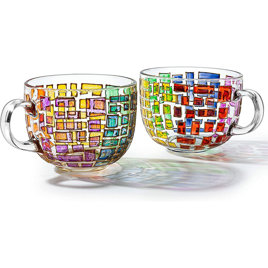 Renaissance Stained Glass Coffee Cup Mug Set Of 2 By Festive Colorful Coffee Cups St-4