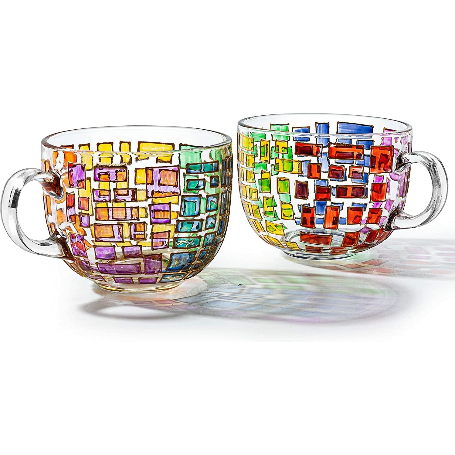 Renaissance Stained Glass Coffee Cup Mug Set Of 2 By Festive Colorful Coffee Cups St-4