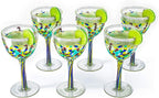 The Wine Savant Recycled Glass Wine Glasses - Mexican Wine Glasses Set of 6, Mexican Luxury Hand Blown Wine and Water Glasses (8 ounces each) Cobalt Cinco De Mayo Glasses - Confetti Wine Glasses-3