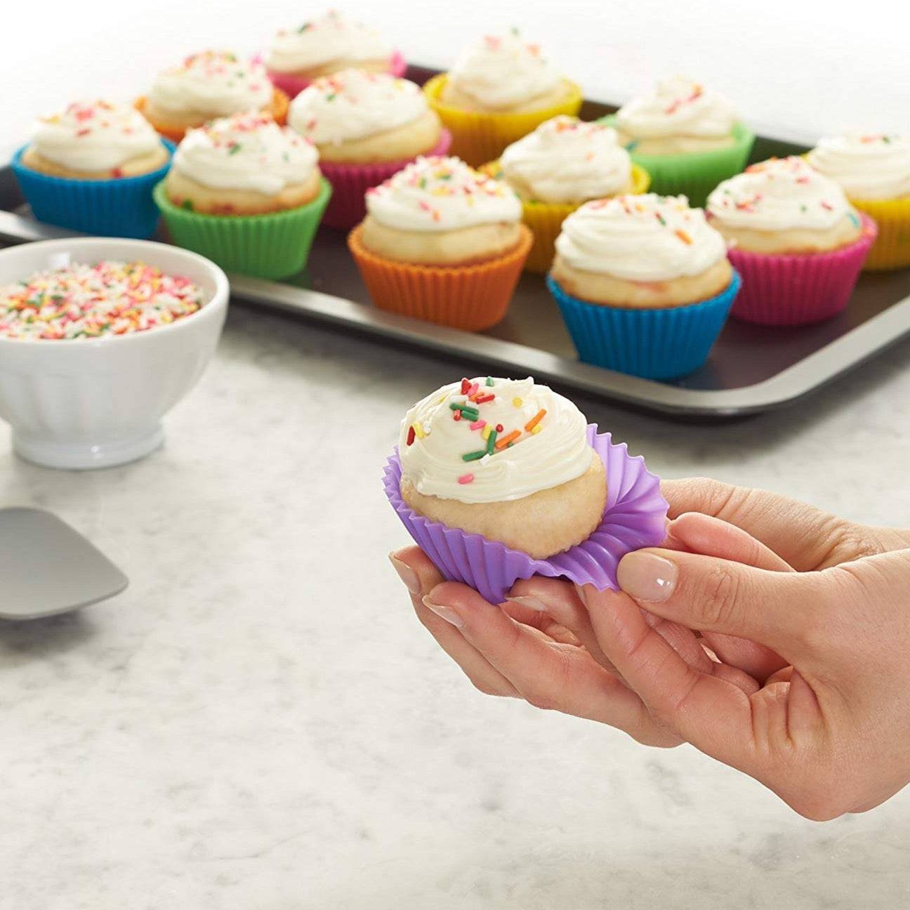 12 Reusable Silicone Baking Cups-1