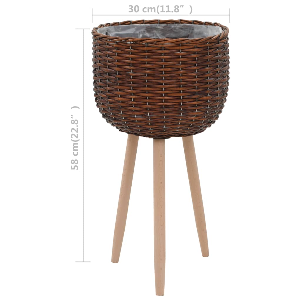vidaXL Planter Wicker with PE Lining-2