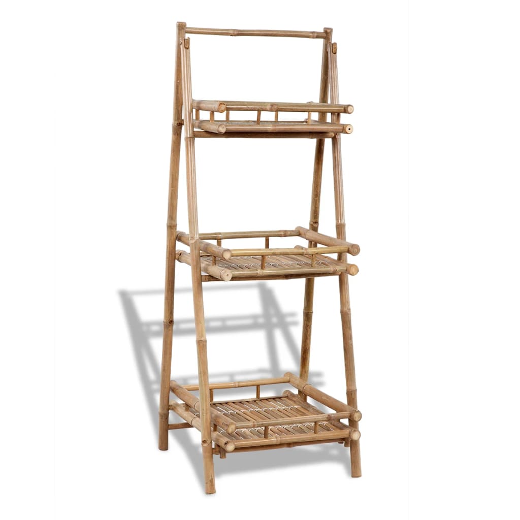 vidaXL 3-Tier Folding Bamboo Plant Rack-0