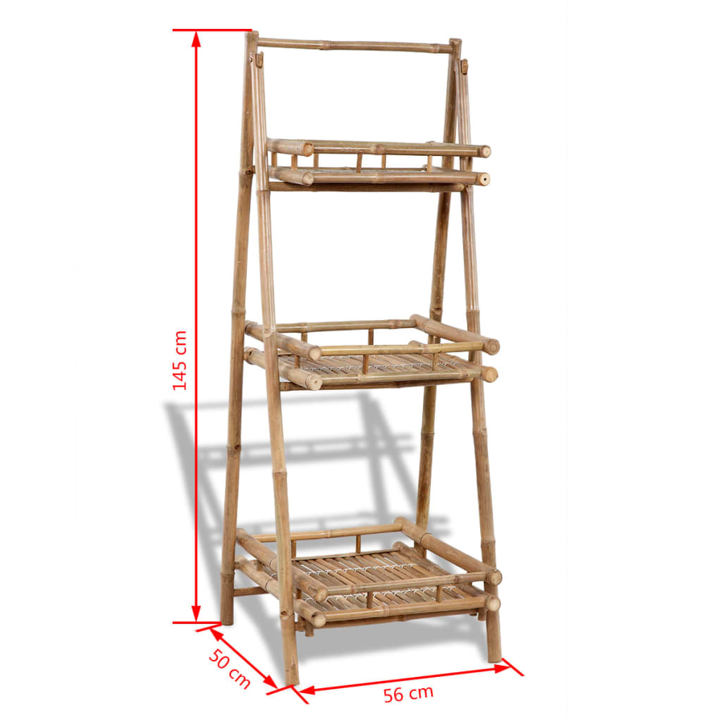 vidaXL 3-Tier Folding Bamboo Plant Rack-3