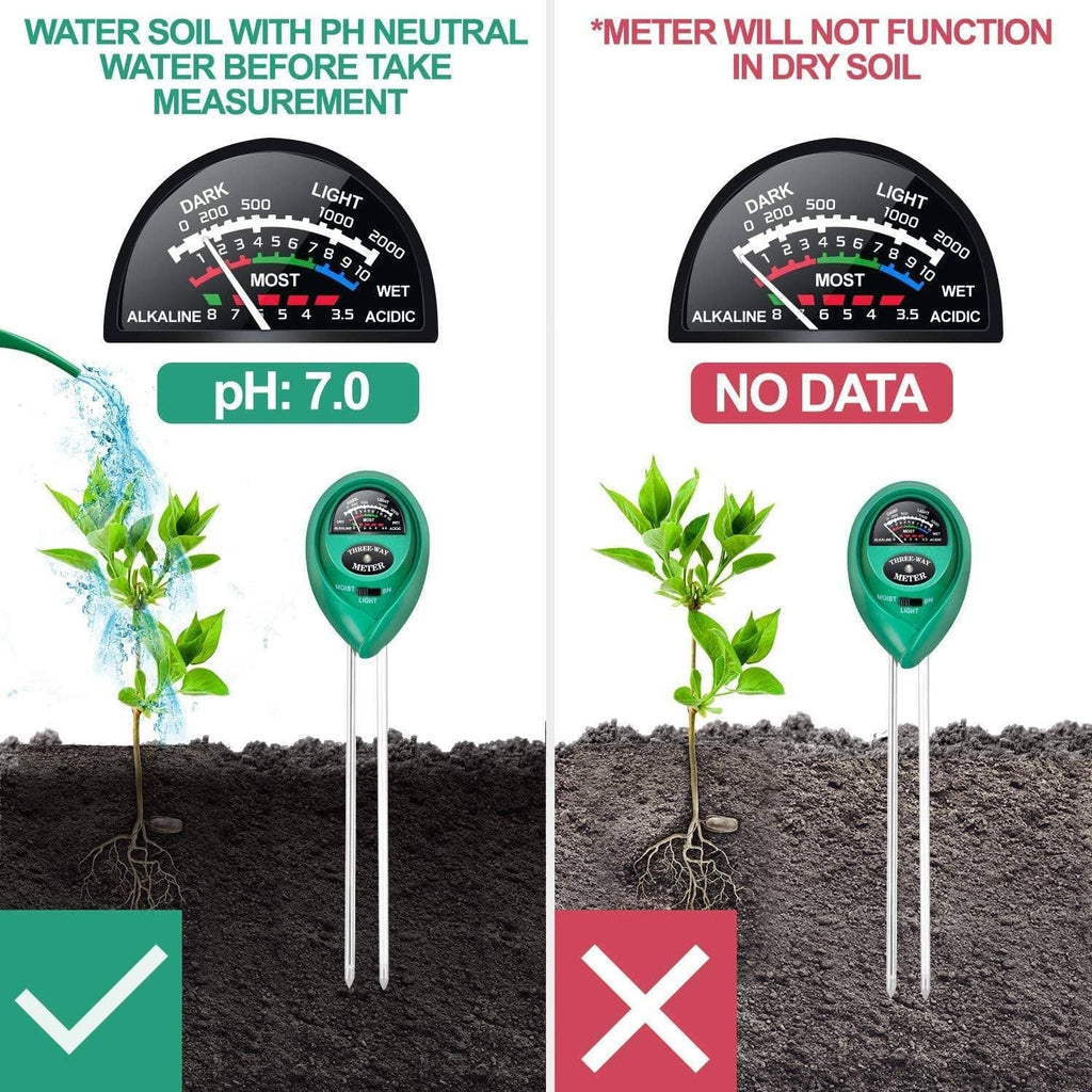 The COMPLETE 3-IN-1 pH, Moisture + Lighting Soil Meter