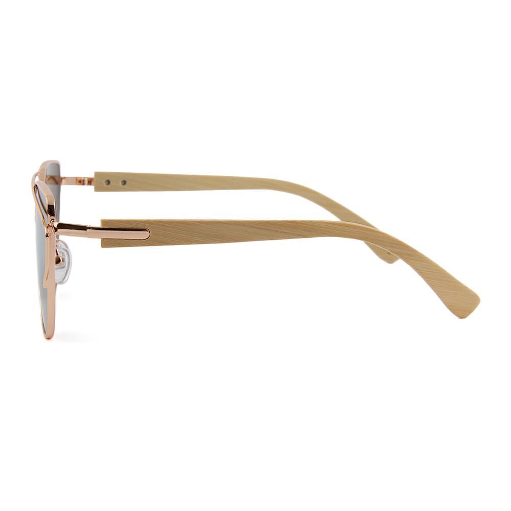 Modern Cat Eye Bamboo + Metal Polarized Sunglasses