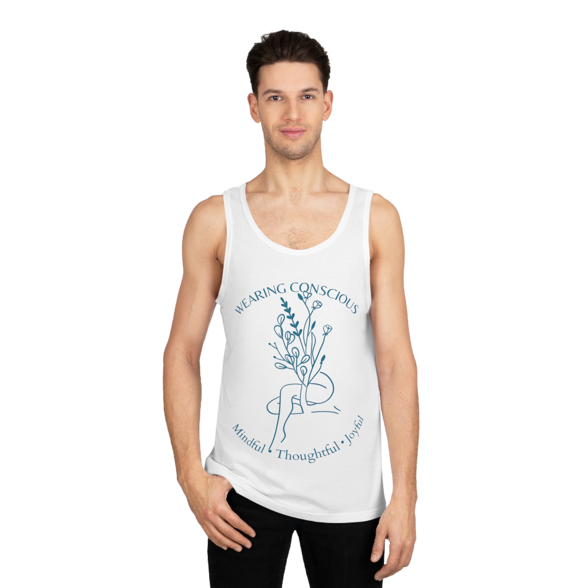 Mindful Thoughtful Joyful Design Floral Tank Top – Unisex Cut