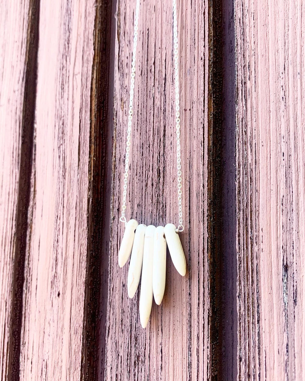 Cream Howlite Spike Necklace-1