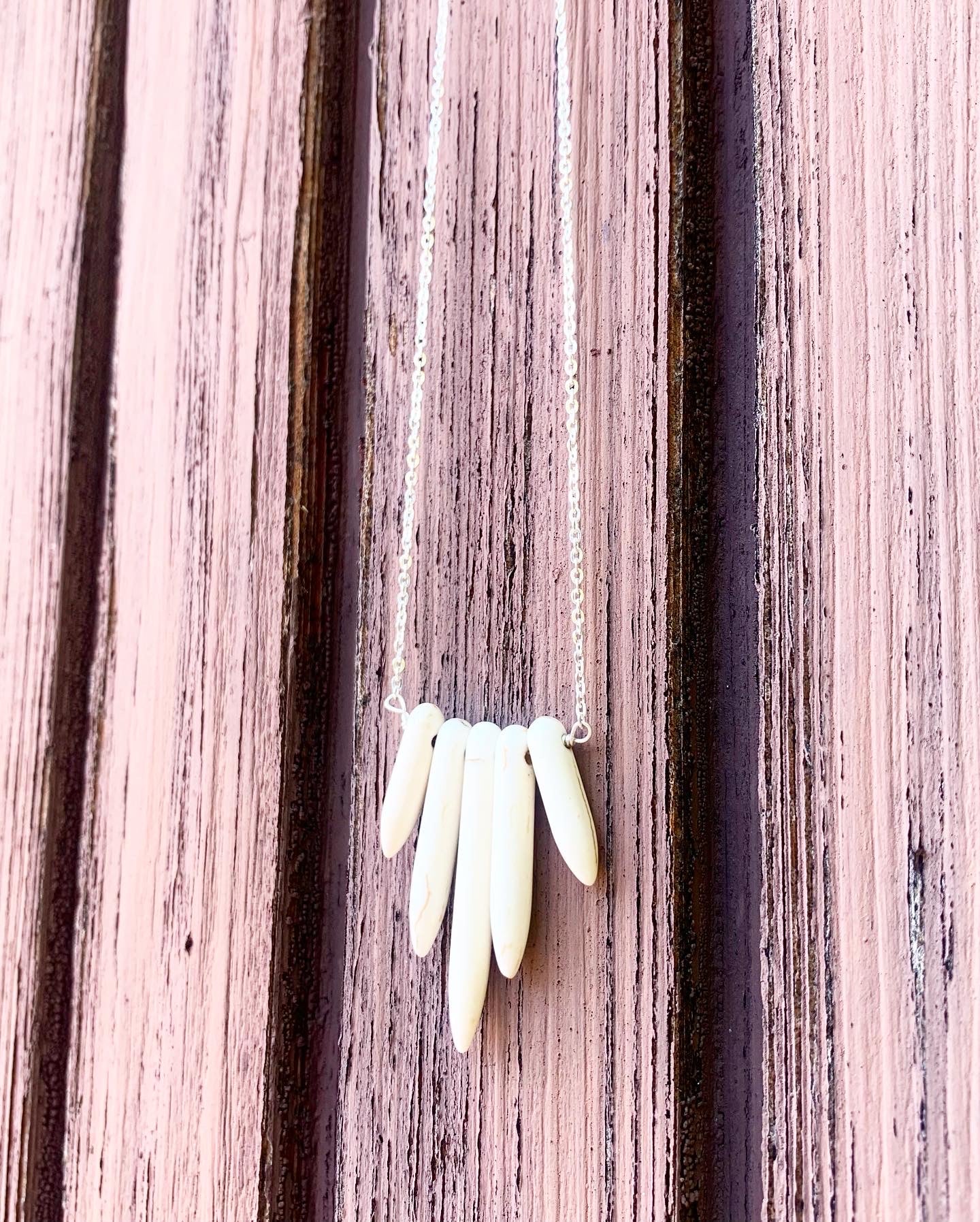 Cream Howlite Spike Necklace-1