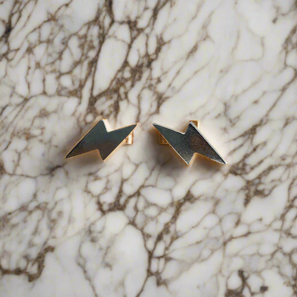 Mini Lightning Bolt Stud Earrings-0