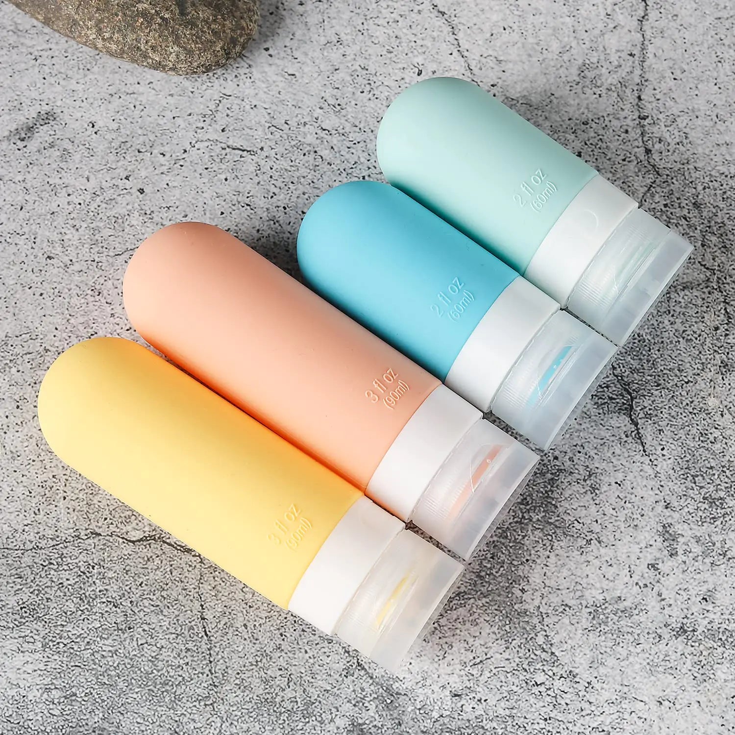 TSA-Approved Reusable Silicone Travel Bottles Set – 16 pcs / White Pack