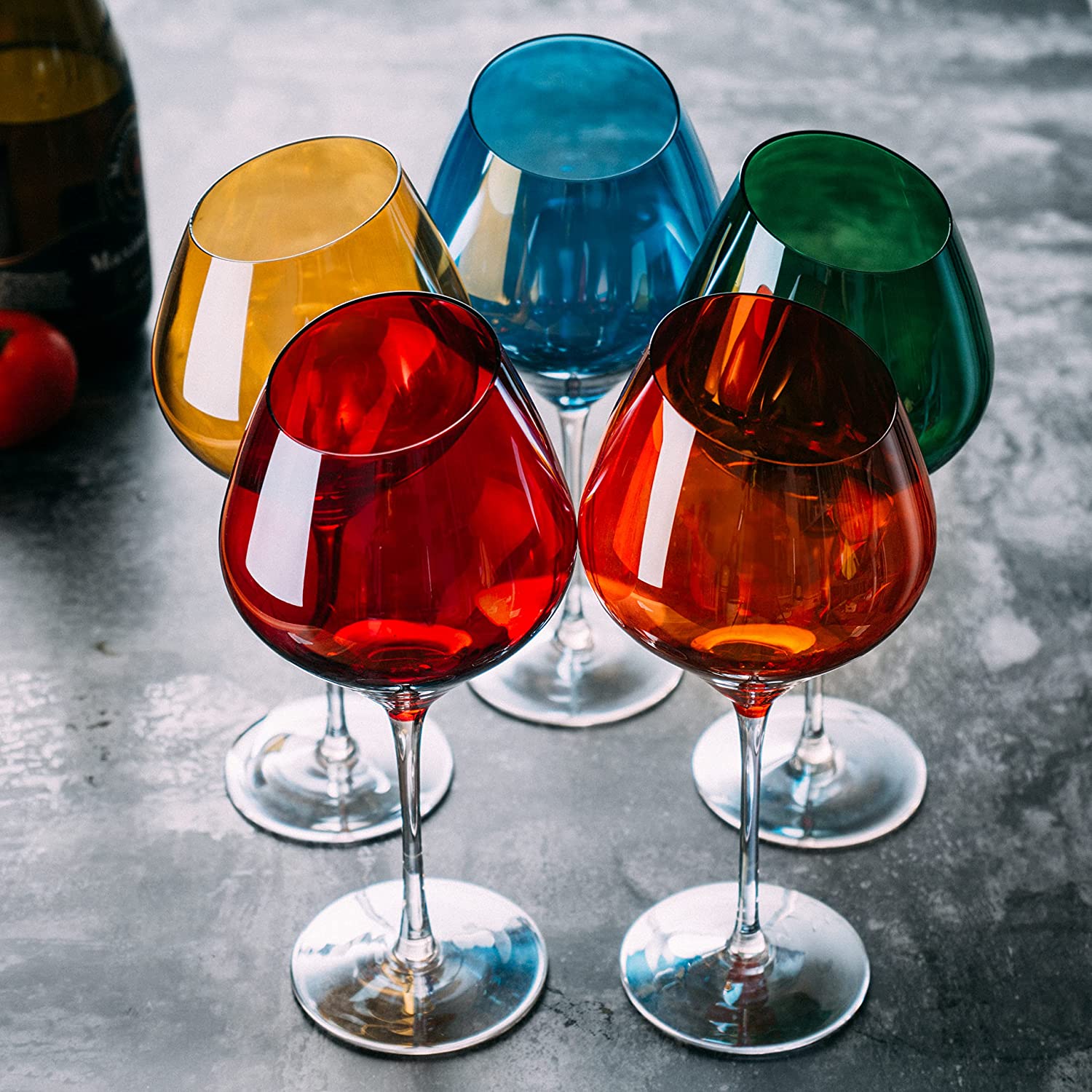 Slanted Rim Colored Wine Glasses By Set Of 5 Stylish And Slant Rim Wine Glasses For-2