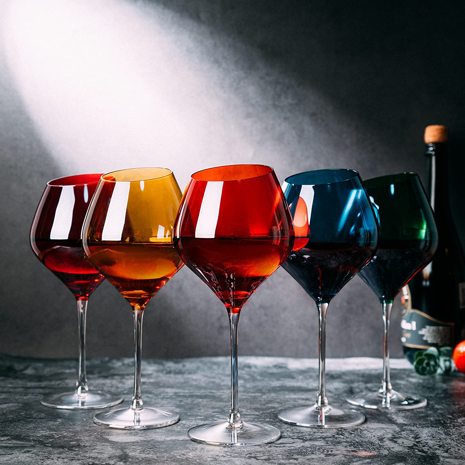 Slanted Rim Colored Wine Glasses By Set Of 5 Stylish And Slant Rim Wine Glasses For-3