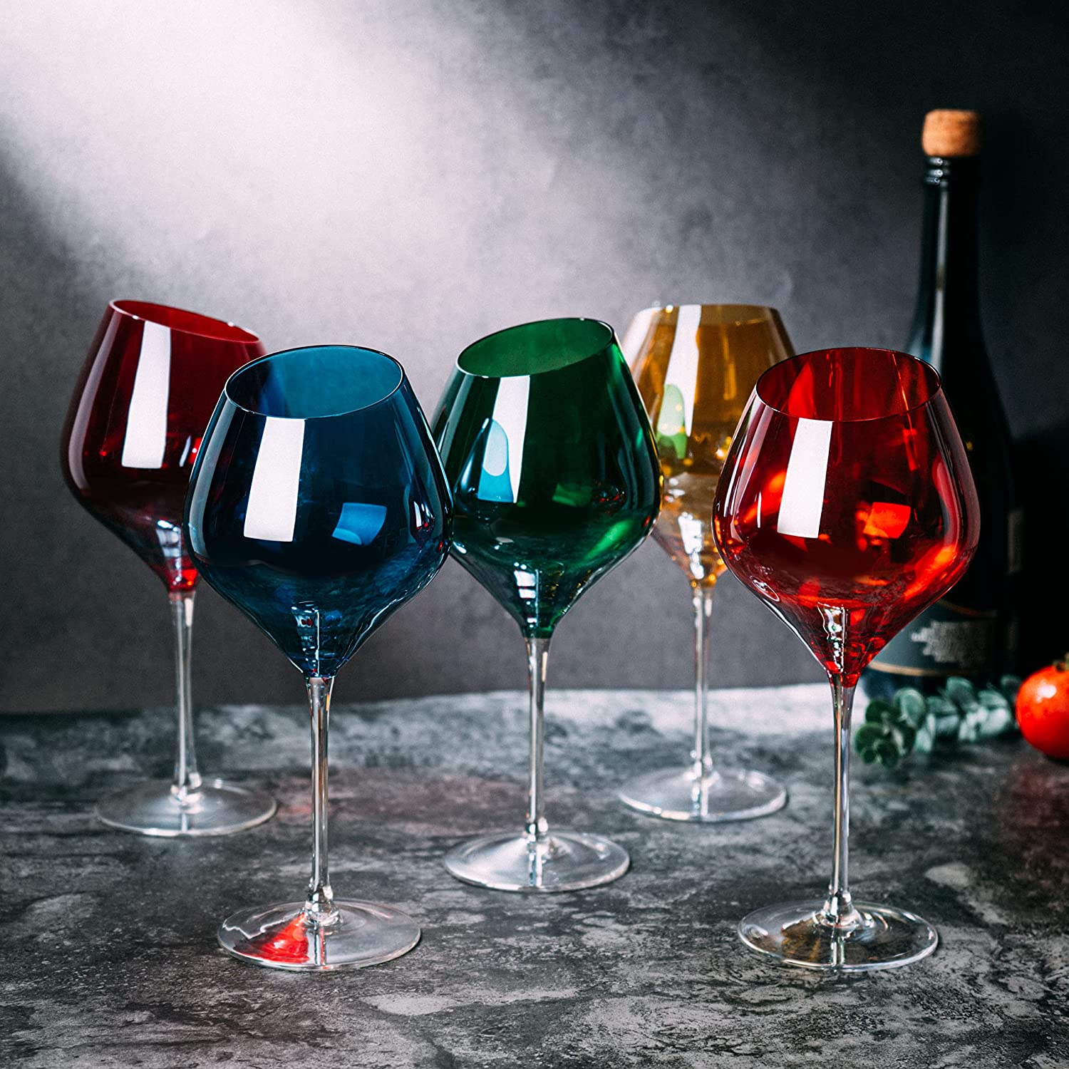Slanted Rim Colored Wine Glasses By Set Of 5 Stylish And Slant Rim Wine Glasses For-1